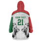 Custom Rugby Africa Kenya Kid Wearable Blanket Hoodie White Kenyan 22-23 Motif - African Pride