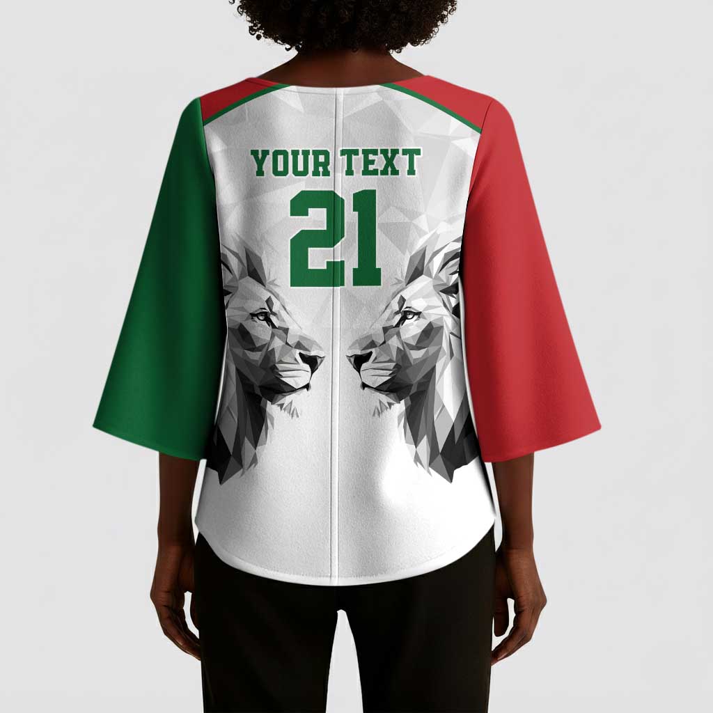 Custom Rugby Africa Kenya Kimono Sleeve Blouse White Kenyan 22-23 Motif