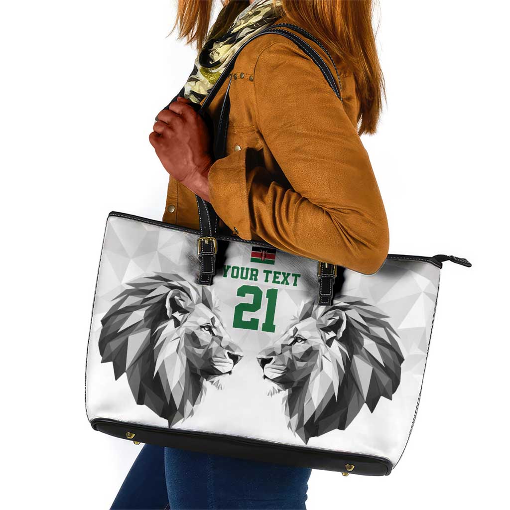 Custom Rugby Africa Kenya Leather Tote Bag White Kenyan 22-23 Motif - African Pride