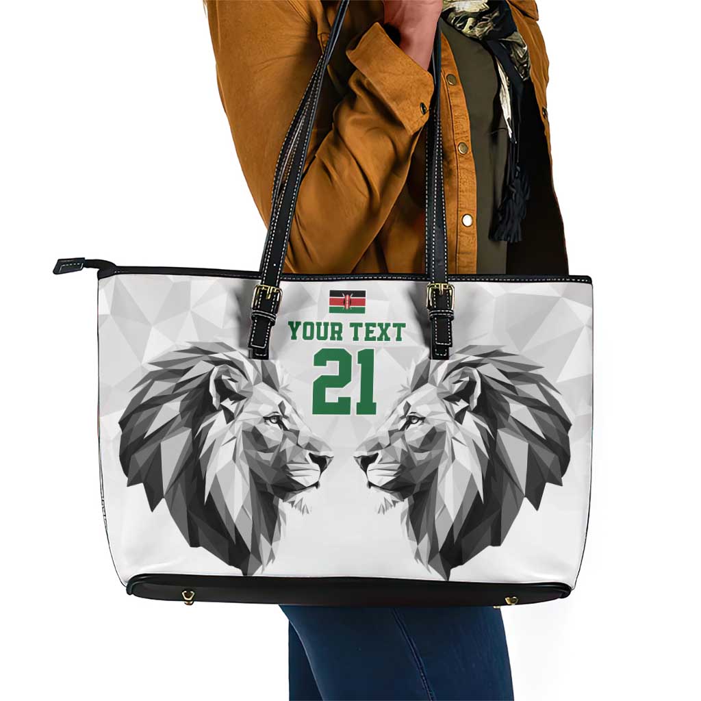 Custom Rugby Africa Kenya Leather Tote Bag White Kenyan 22-23 Motif - African Pride