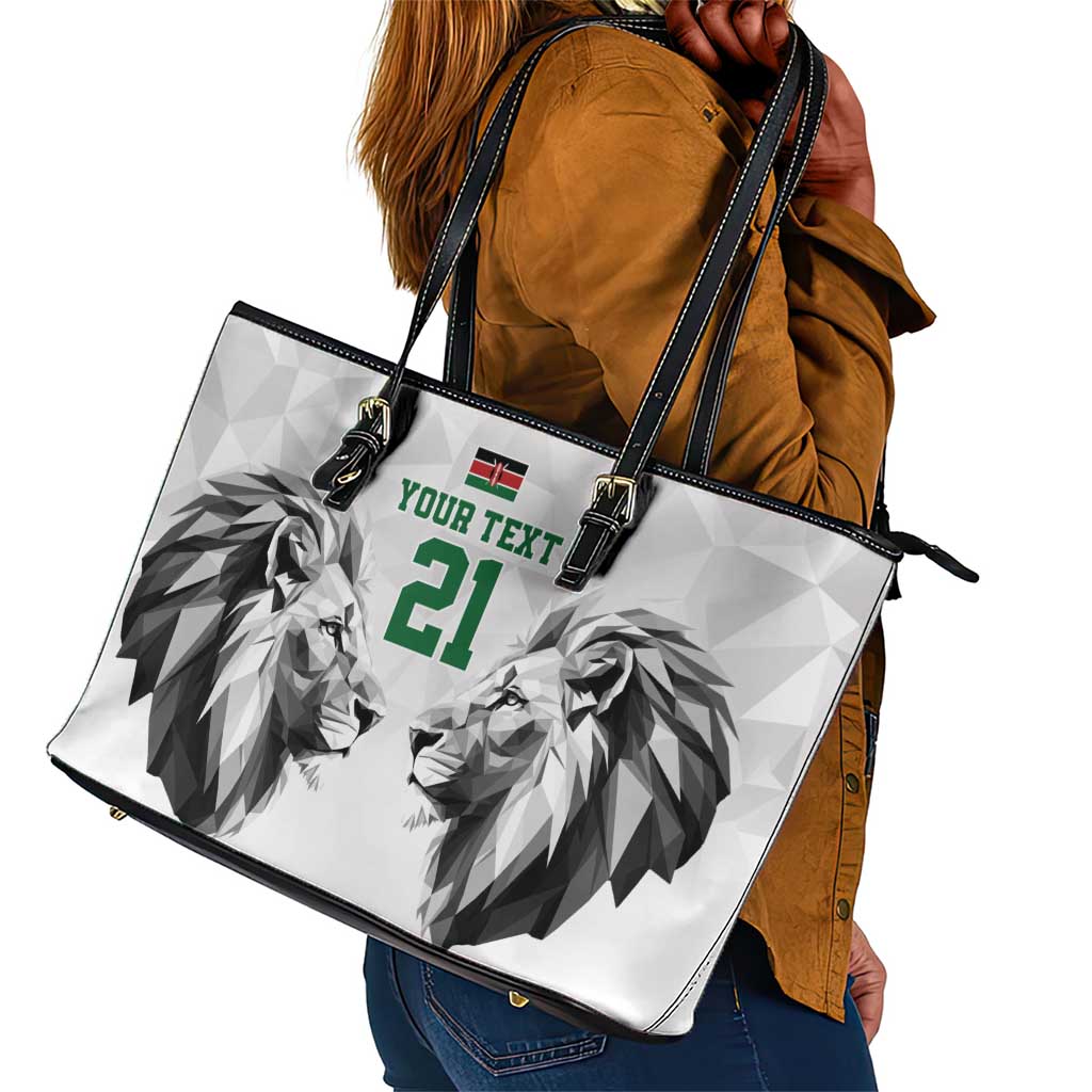 Custom Rugby Africa Kenya Leather Tote Bag White Kenyan 22-23 Motif - African Pride