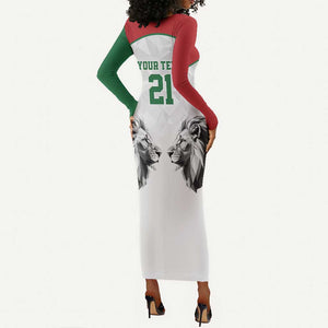 Custom Rugby Africa Kenya Long Sleeve Bodycon Dress White Kenyan 22-23 Motif - African Pride