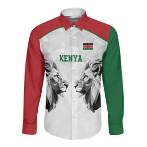 Custom Rugby Africa Kenya Long Sleeve Button Shirt White Kenyan 22-23 Motif - African Pride