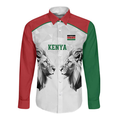 Custom Rugby Africa Kenya Long Sleeve Button Shirt White Kenyan 22-23 Motif - African Pride