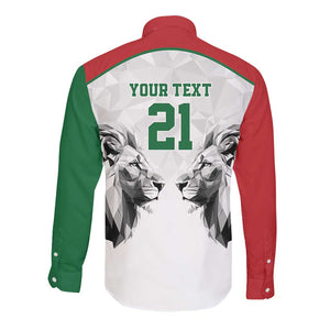 Custom Rugby Africa Kenya Long Sleeve Button Shirt White Kenyan 22-23 Motif - African Pride