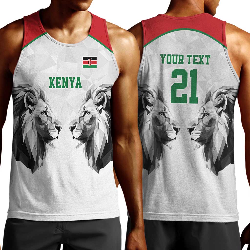 Custom Rugby Africa Kenya Men Tank Top White Kenyan 22-23 Motif - African Pride