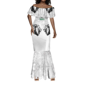 Custom Rugby Africa Kenya Mermaid Dress White Kenyan 22-23 Motif - African Pride