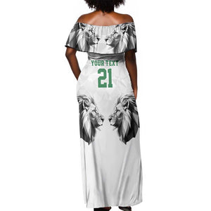 Custom Rugby Africa Kenya Off Shoulder Maxi Dress White Kenyan 22-23 Motif - African Pride