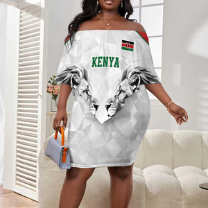 Custom Rugby Africa Kenya Off Shoulder Short Dress White Kenyan 22-23 Motif - African Pride