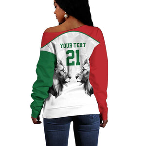 Custom Rugby Africa Kenya Off Shoulder Sweater White Kenyan 22-23 Motif - African Pride