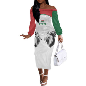 Custom Rugby Africa Kenya Off The Shoulder Long Sleeve Dress White Kenyan 22-23 Motif - African Pride