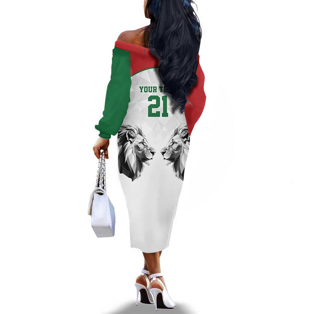 Custom Rugby Africa Kenya Off The Shoulder Long Sleeve Dress White Kenyan 22-23 Motif - African Pride