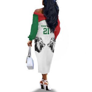 Custom Rugby Africa Kenya Off The Shoulder Long Sleeve Dress White Kenyan 22-23 Motif - African Pride