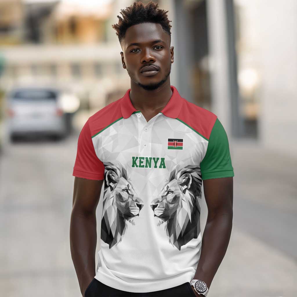 Custom Rugby Africa Kenya Polo Shirt White Kenyan 22-23 Motif - African Pride