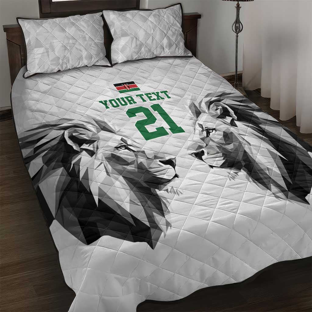 Custom Rugby Africa Kenya Quilt Bed Set White Kenyan 22-23 Motif - African Pride