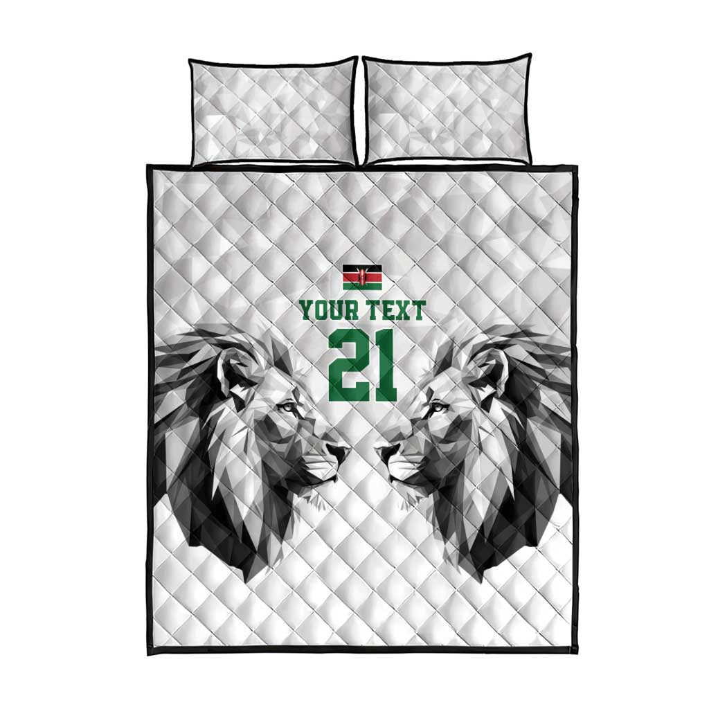 Custom Rugby Africa Kenya Quilt Bed Set White Kenyan 22-23 Motif - African Pride