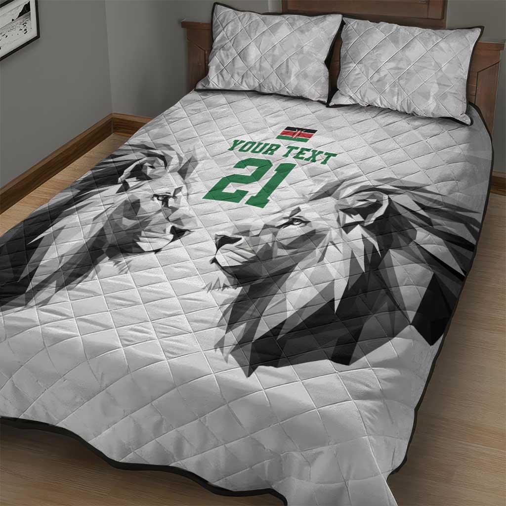 Custom Rugby Africa Kenya Quilt Bed Set White Kenyan 22-23 Motif - African Pride