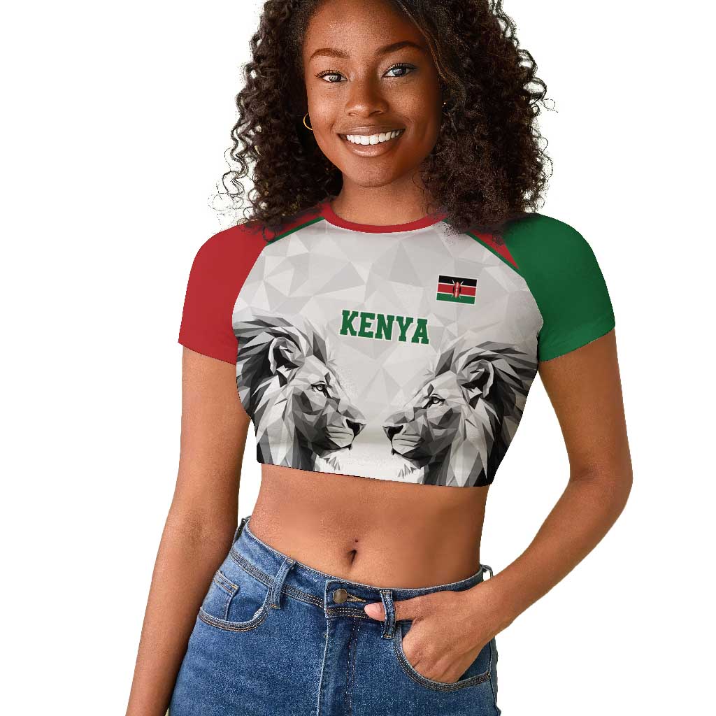 Custom Rugby Africa Kenya Raglan Cropped T shirt White Kenyan 22-23 Motif - African Pride