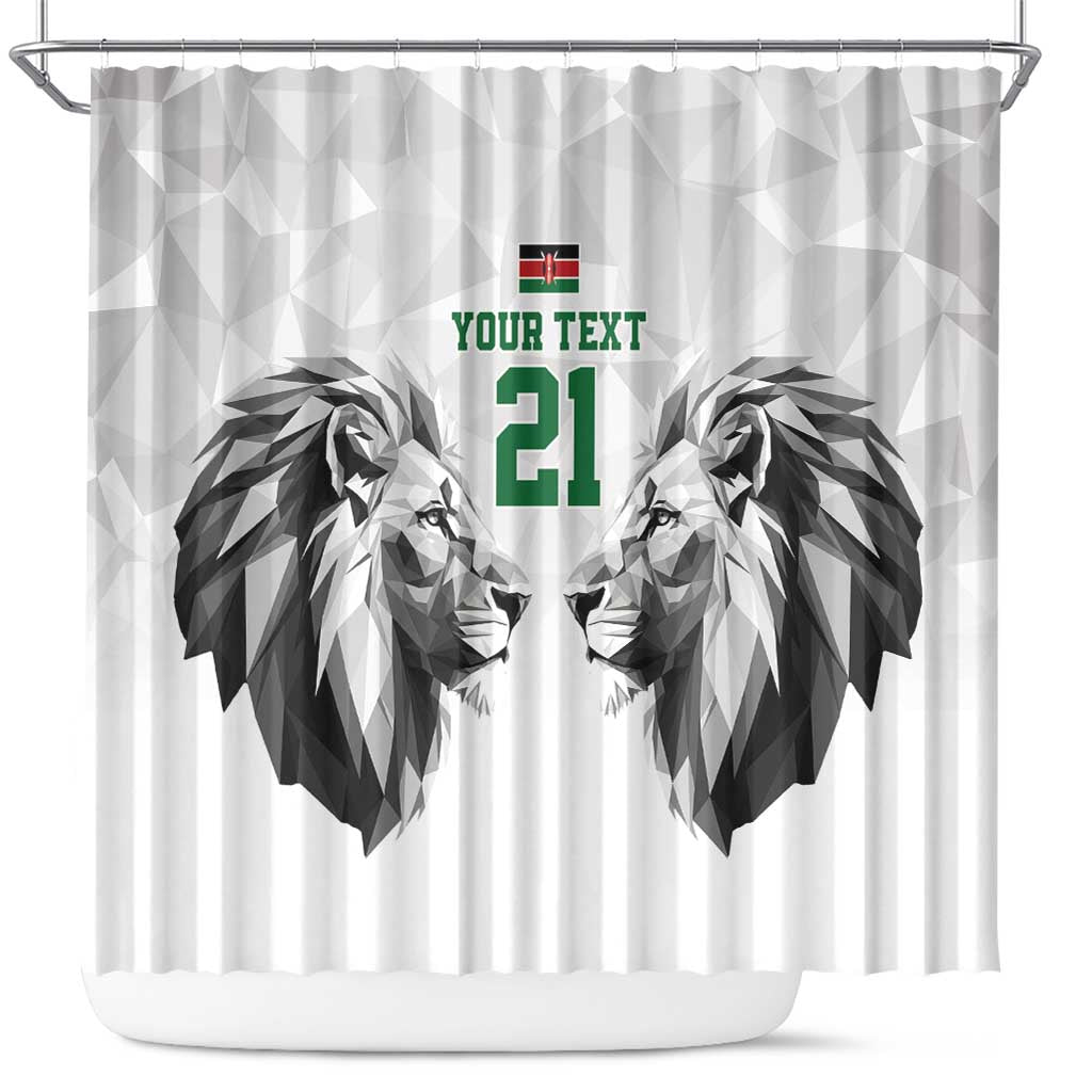 Custom Rugby Africa Kenya Shower Curtain White Kenyan 22-23 Motif - African Pride