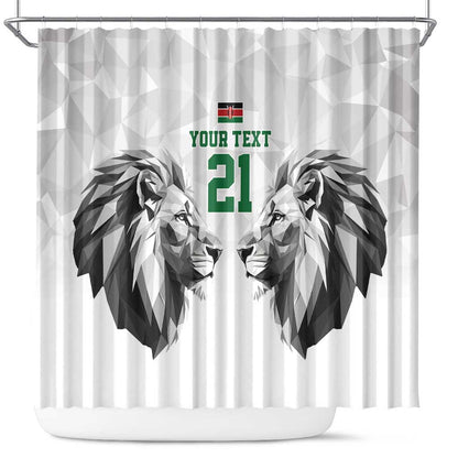 Custom Rugby Africa Kenya Shower Curtain White Kenyan 22-23 Motif - African Pride