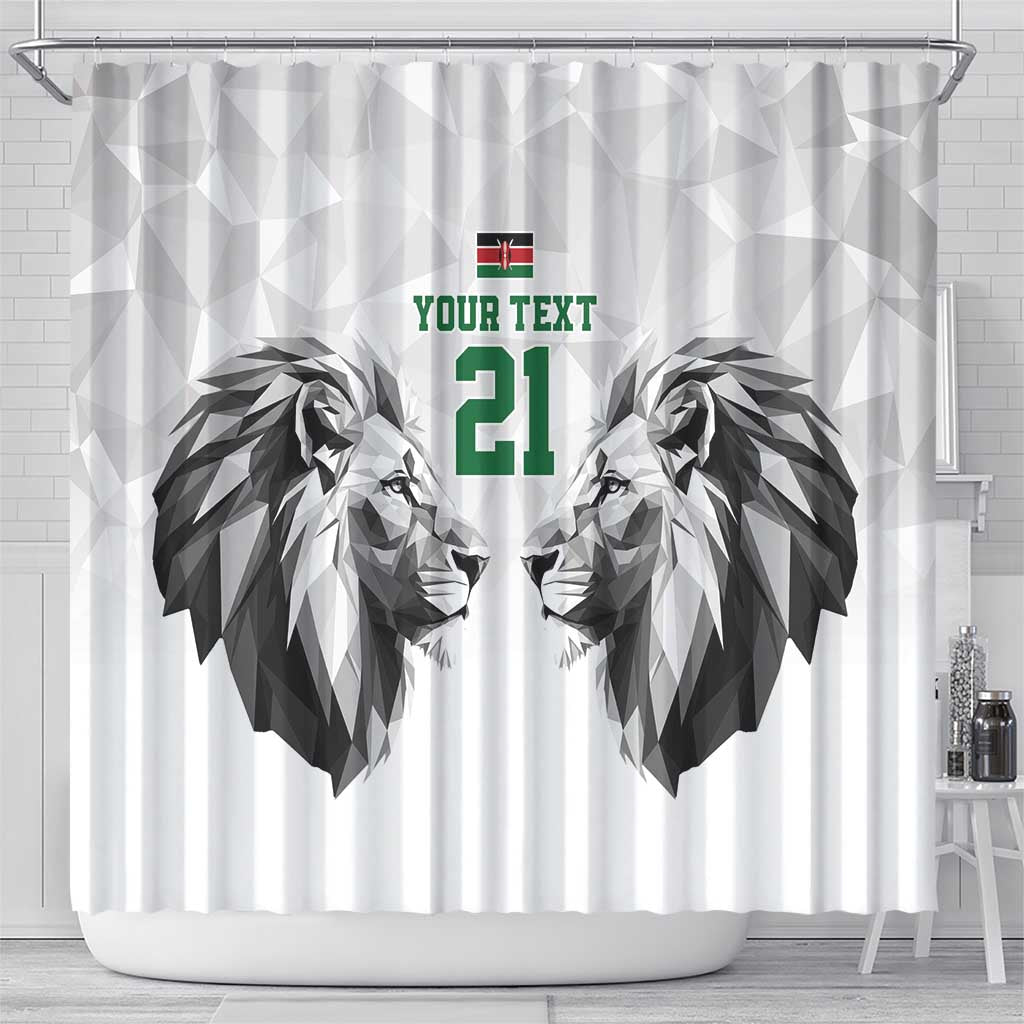 Custom Rugby Africa Kenya Shower Curtain White Kenyan 22-23 Motif - African Pride