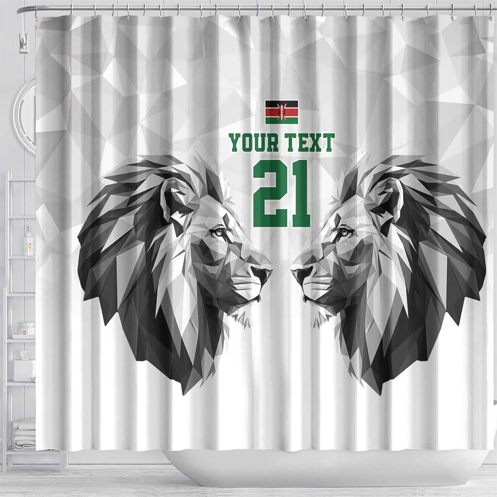 Custom Rugby Africa Kenya Shower Curtain White Kenyan 22-23 Motif - African Pride