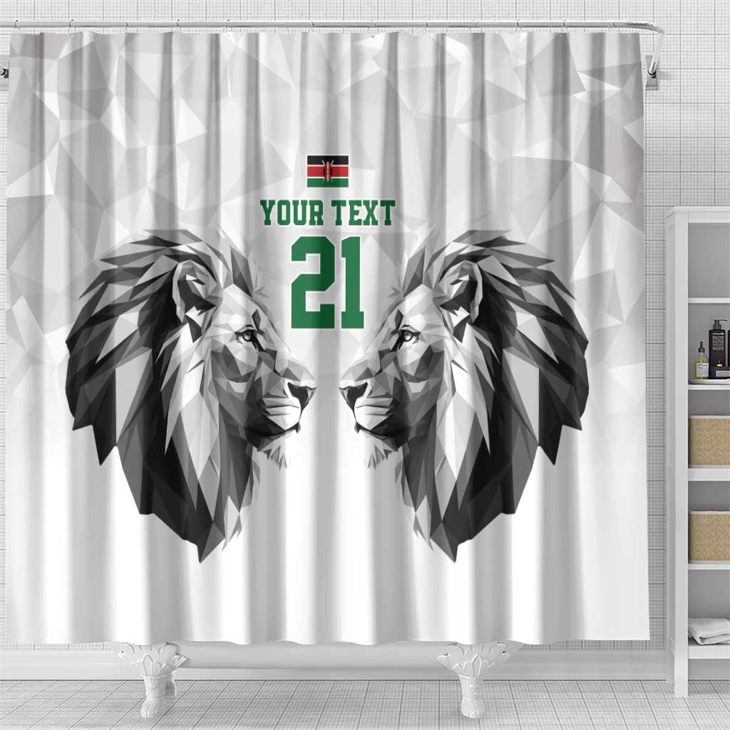 Custom Rugby Africa Kenya Shower Curtain White Kenyan 22-23 Motif - African Pride
