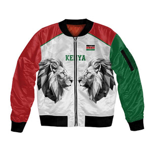 Custom Rugby Africa Kenya Sleeve Zip Bomber Jacket White Kenyan 22-23 Motif - African Pride