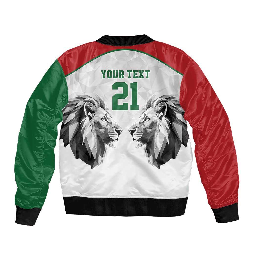 Custom Rugby Africa Kenya Sleeve Zip Bomber Jacket White Kenyan 22-23 Motif - African Pride