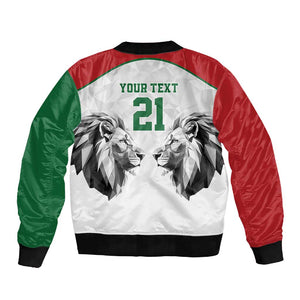 Custom Rugby Africa Kenya Sleeve Zip Bomber Jacket White Kenyan 22-23 Motif - African Pride