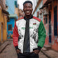 Custom Rugby Africa Kenya Sleeve Zip Bomber Jacket White Kenyan 22-23 Motif - African Pride