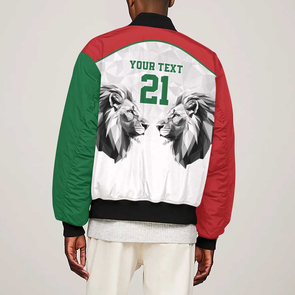 Custom Rugby Africa Kenya Sleeve Zip Bomber Jacket White Kenyan 22-23 Motif - African Pride