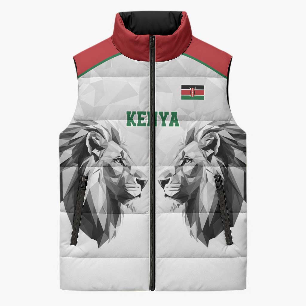 Custom Rugby Africa Kenya Sleeveless Puffer Jacket White Kenyan 22-23 Motif