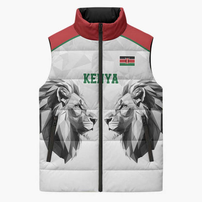 Custom Rugby Africa Kenya Sleeveless Puffer Jacket White Kenyan 22-23 Motif