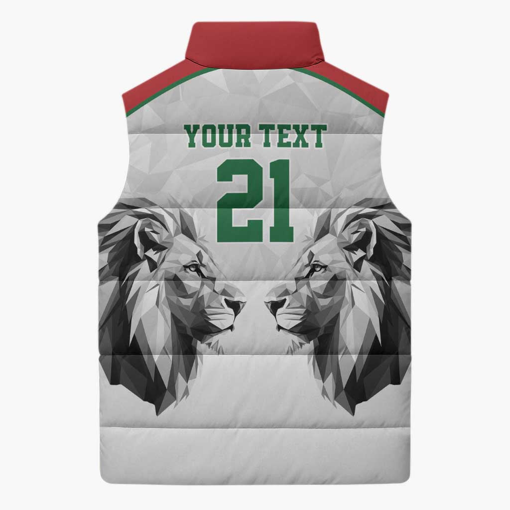 Custom Rugby Africa Kenya Sleeveless Puffer Jacket White Kenyan 22-23 Motif