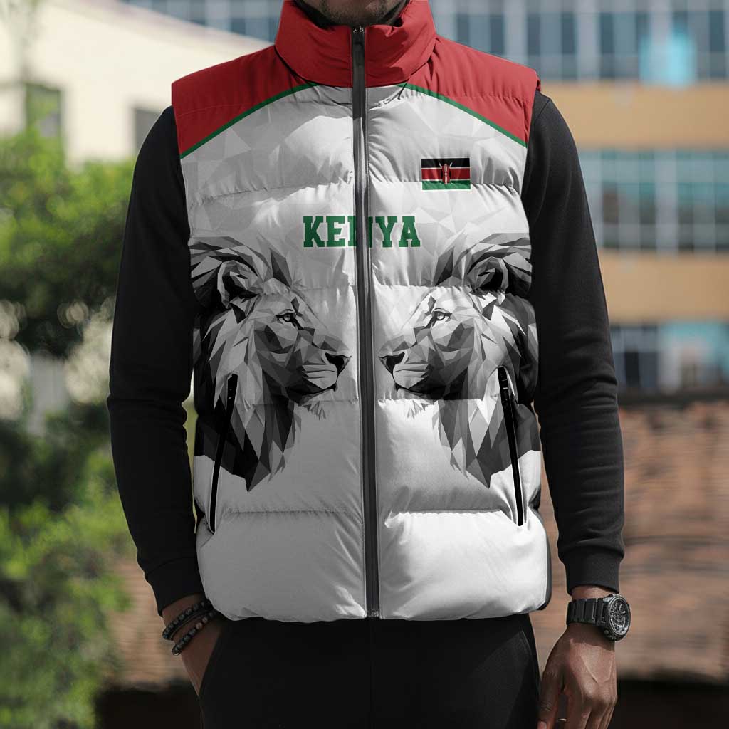 Custom Rugby Africa Kenya Sleeveless Puffer Jacket White Kenyan 22-23 Motif