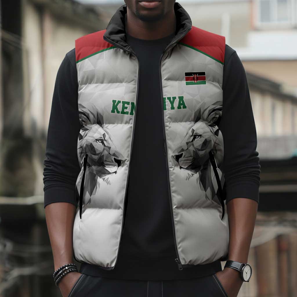 Custom Rugby Africa Kenya Sleeveless Puffer Jacket White Kenyan 22-23 Motif