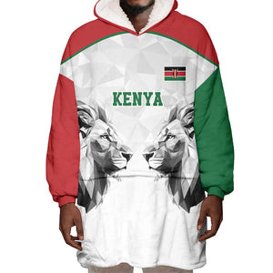Custom Rugby Africa Kenya Wearable Blanket Hoodie White Kenyan 22-23 Motif - African Pride
