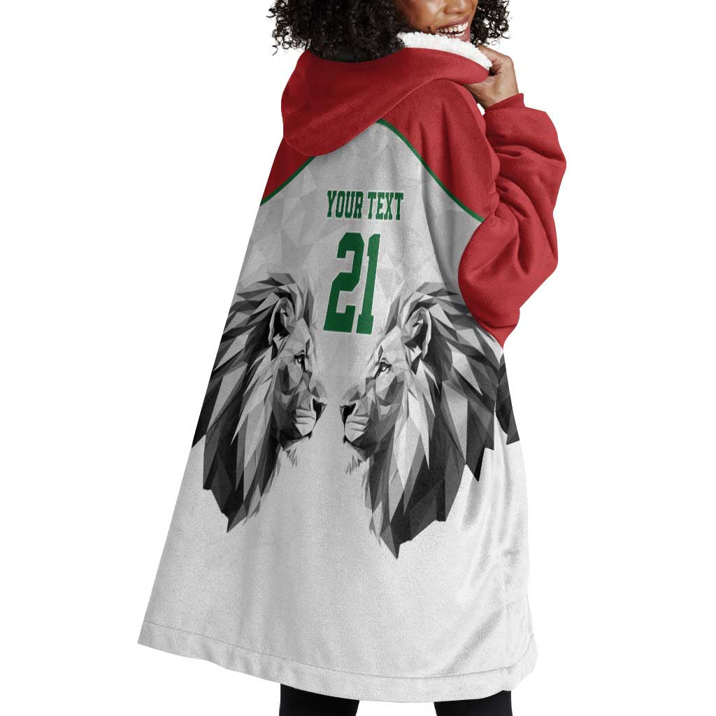 Custom Rugby Africa Kenya Wearable Blanket Hoodie White Kenyan 22-23 Motif - African Pride