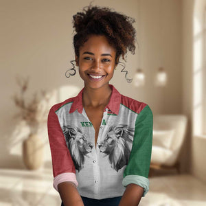 Custom Rugby Africa Kenya Women Casual Shirt White Kenyan 22-23 Motif - African Pride