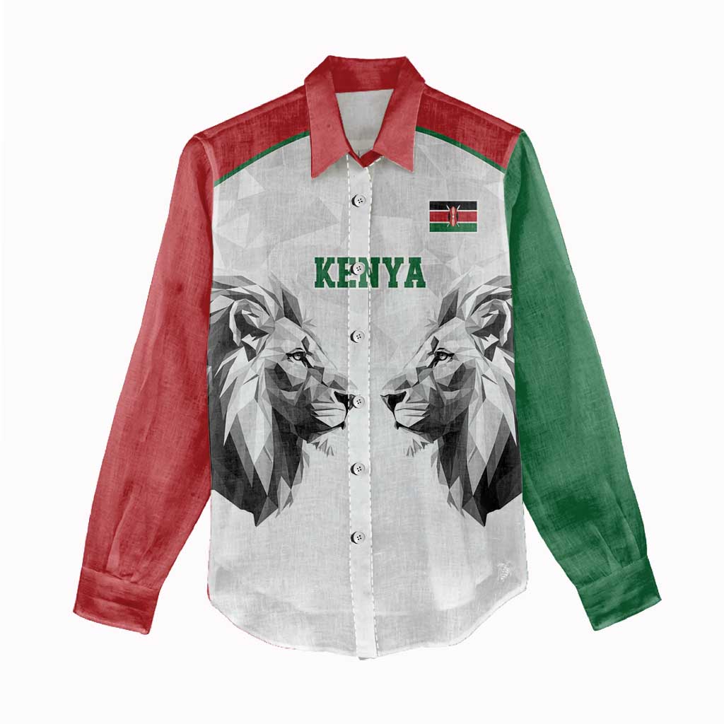 Custom Rugby Africa Kenya Women Casual Shirt White Kenyan 22-23 Motif - African Pride
