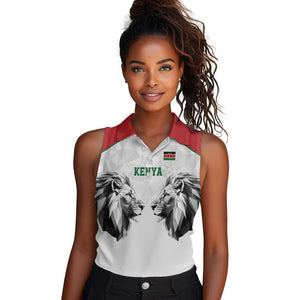 Custom Rugby Africa Kenya Women Sleeveless Polo Shirt White Kenyan 22-23 Motif - African Pride