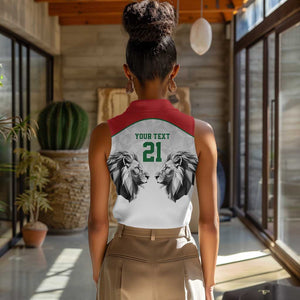 Custom Rugby Africa Kenya Women Sleeveless Polo Shirt White Kenyan 22-23 Motif - African Pride