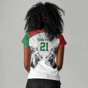 Custom Rugby Africa Kenya Women V-Neck T-Shirt White Kenyan 22-23 Motif - African Pride