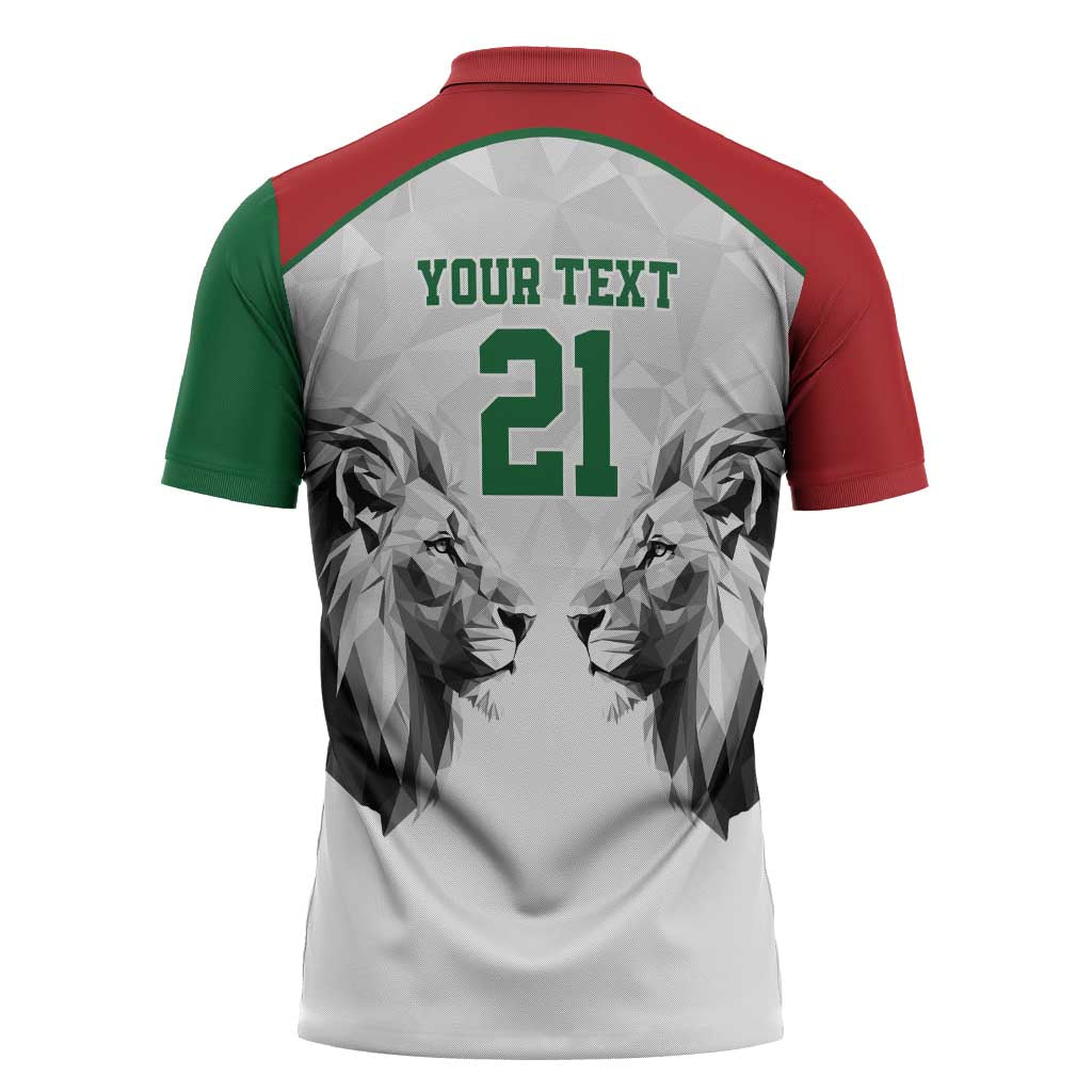 Custom Rugby Africa Kenya Zipper Polo Shirt White Kenyan 22-23 Motif