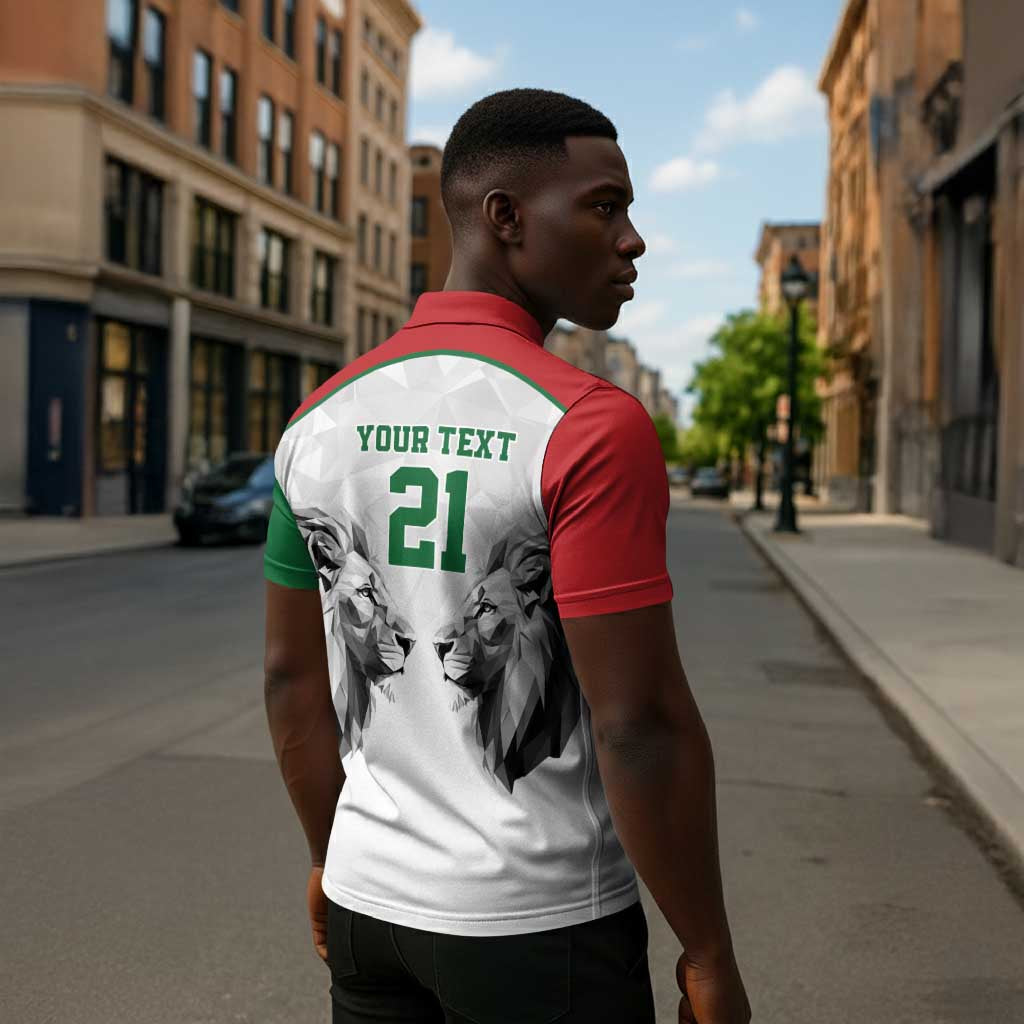 Custom Rugby Africa Kenya Zipper Polo Shirt White Kenyan 22-23 Motif