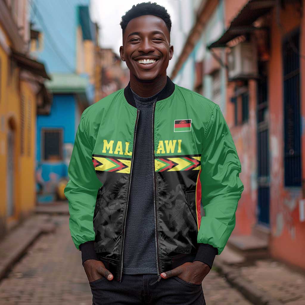 Custom Cricket Africa Malawi Bomber Jacket Malawi Chevron Pattern - African Pride