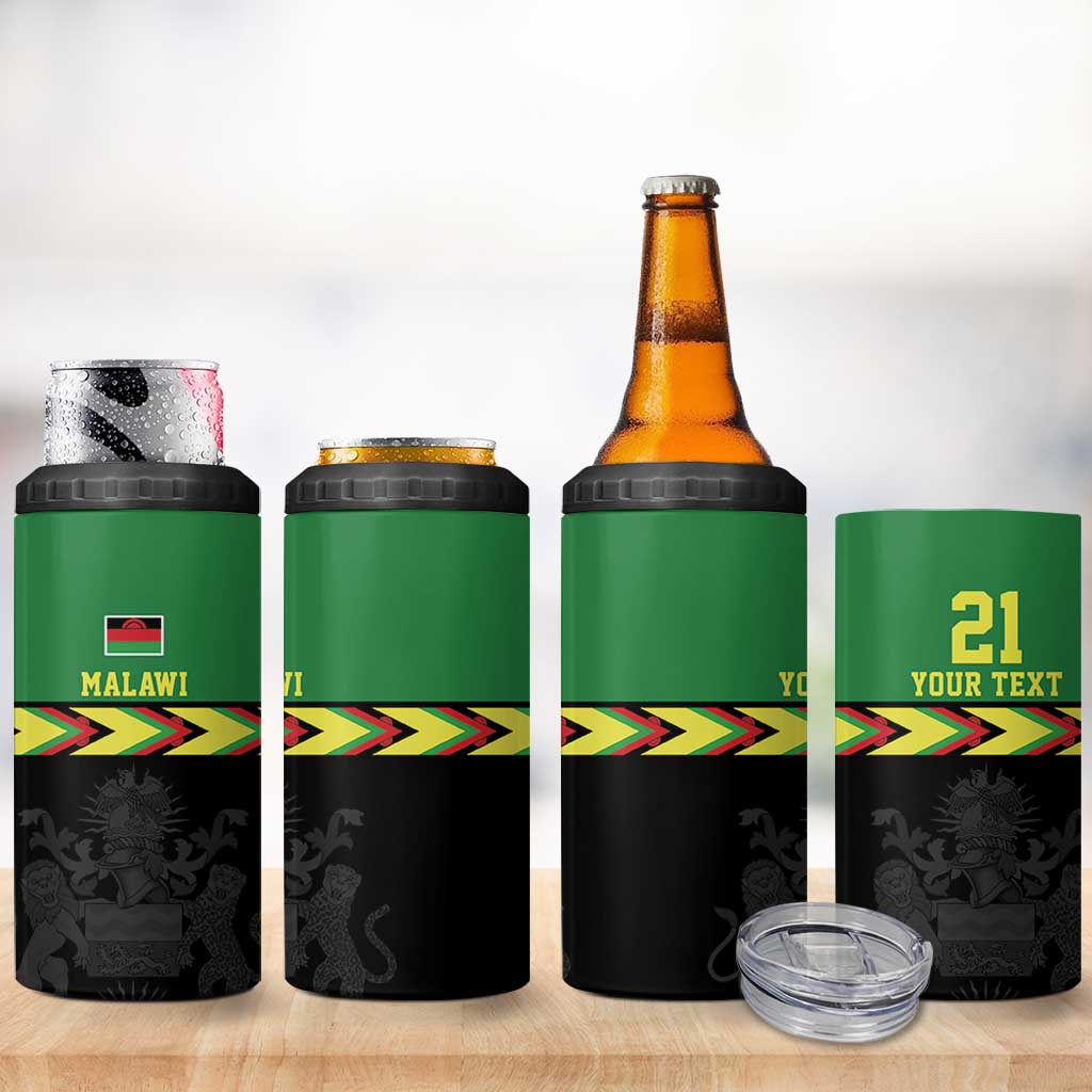 Custom Cricket Africa Malawi 4 in 1 Can Cooler Tumbler Malawi Chevron Pattern - African Pride