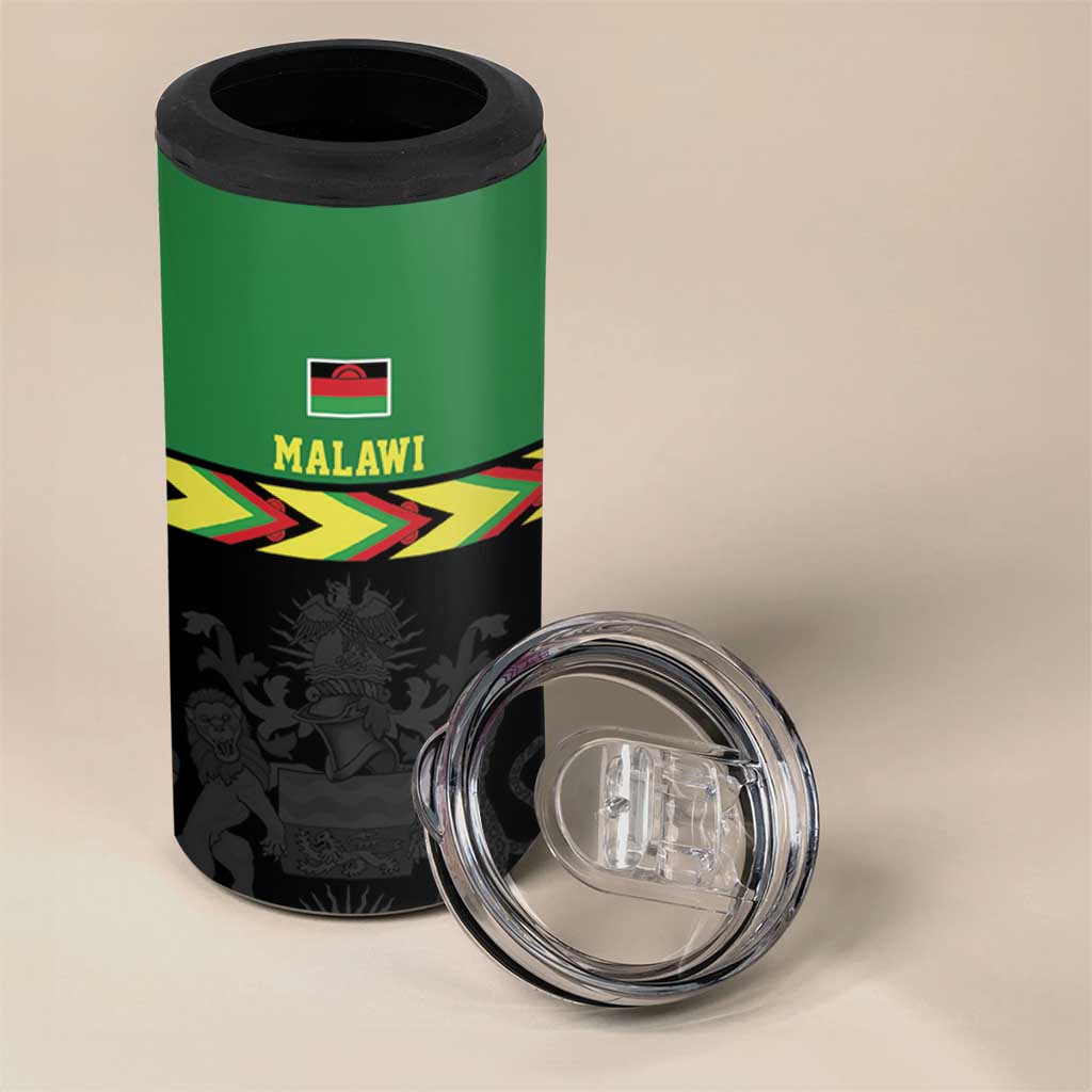 Custom Cricket Africa Malawi 4 in 1 Can Cooler Tumbler Malawi Chevron Pattern - African Pride