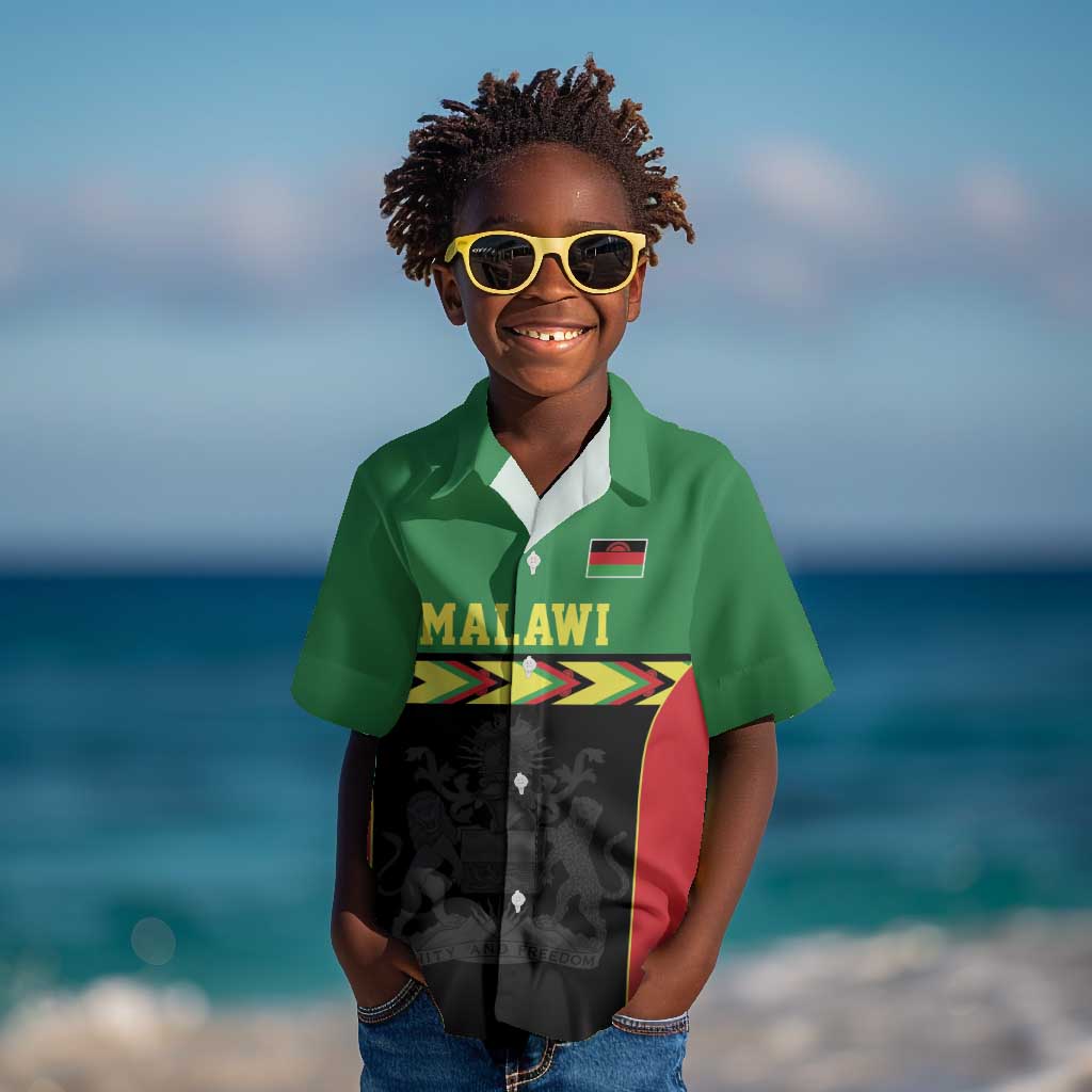 Custom Cricket Africa Malawi Kid Hawaiian Shirt Malawi Chevron Pattern - African Pride